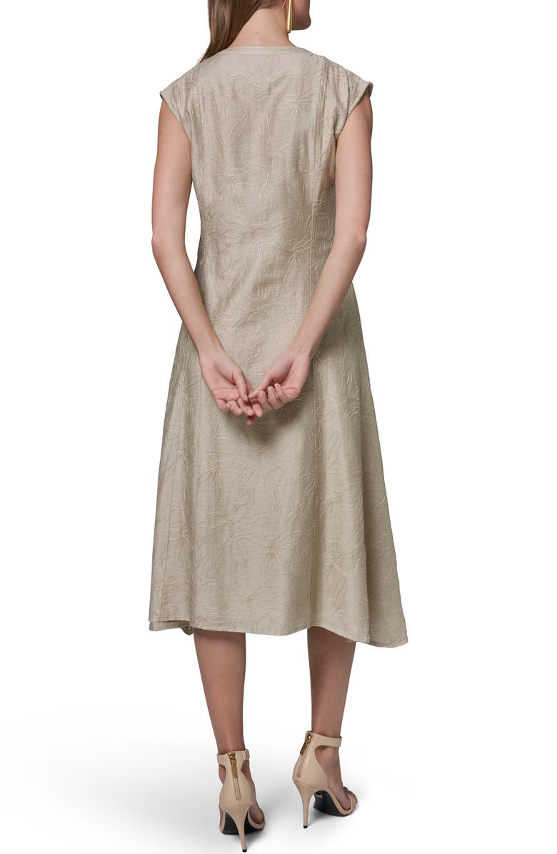 Donna Karan New York Embroidered Handkerchief Hem Midi Dress, Alternate, color, Tuscan Grey