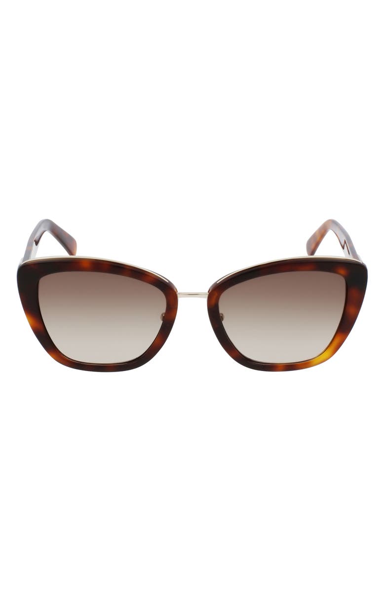Longchamp Roseau 53mm Gradient Rectangle Sunglasses, Main, color, Havana/ Brown