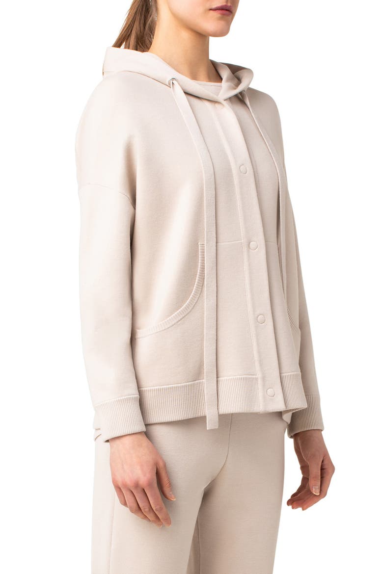 Snap Front Wool Hoodie, Alternate, color, OAT