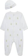 Little Me Sweet Ducks Embroidered Cotton Footie & Hat Set