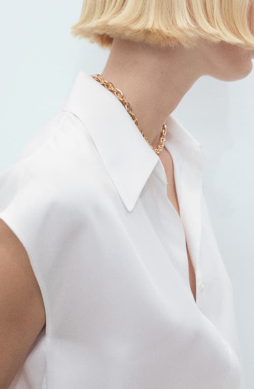 Mango Cap Sleeve Button-up Shirt In White