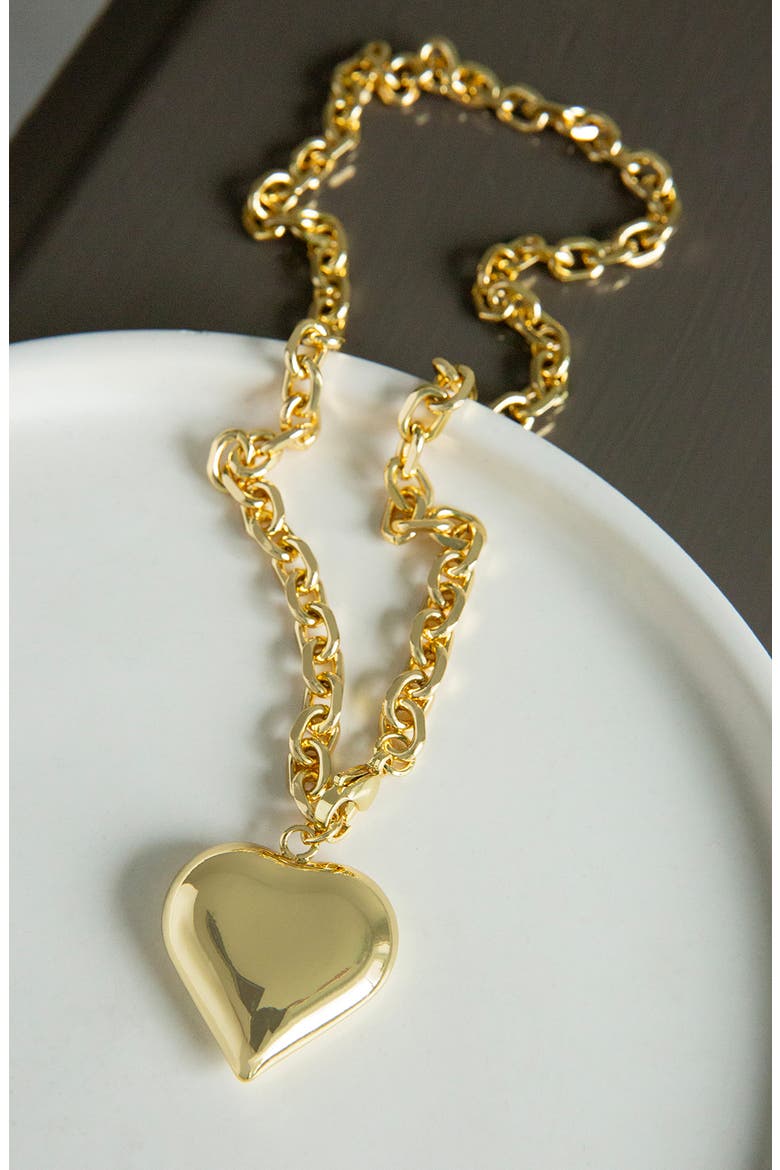 Large Puffy Heart Convertible Necklace, Alternate, color, GOLD