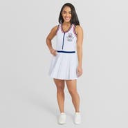 WEAR by Erin Andrews Women's WEAR by Erin Andrews White Chicago Cubs Zip-Front Pleated Tri-Blend Scoop Neck Tank Dress