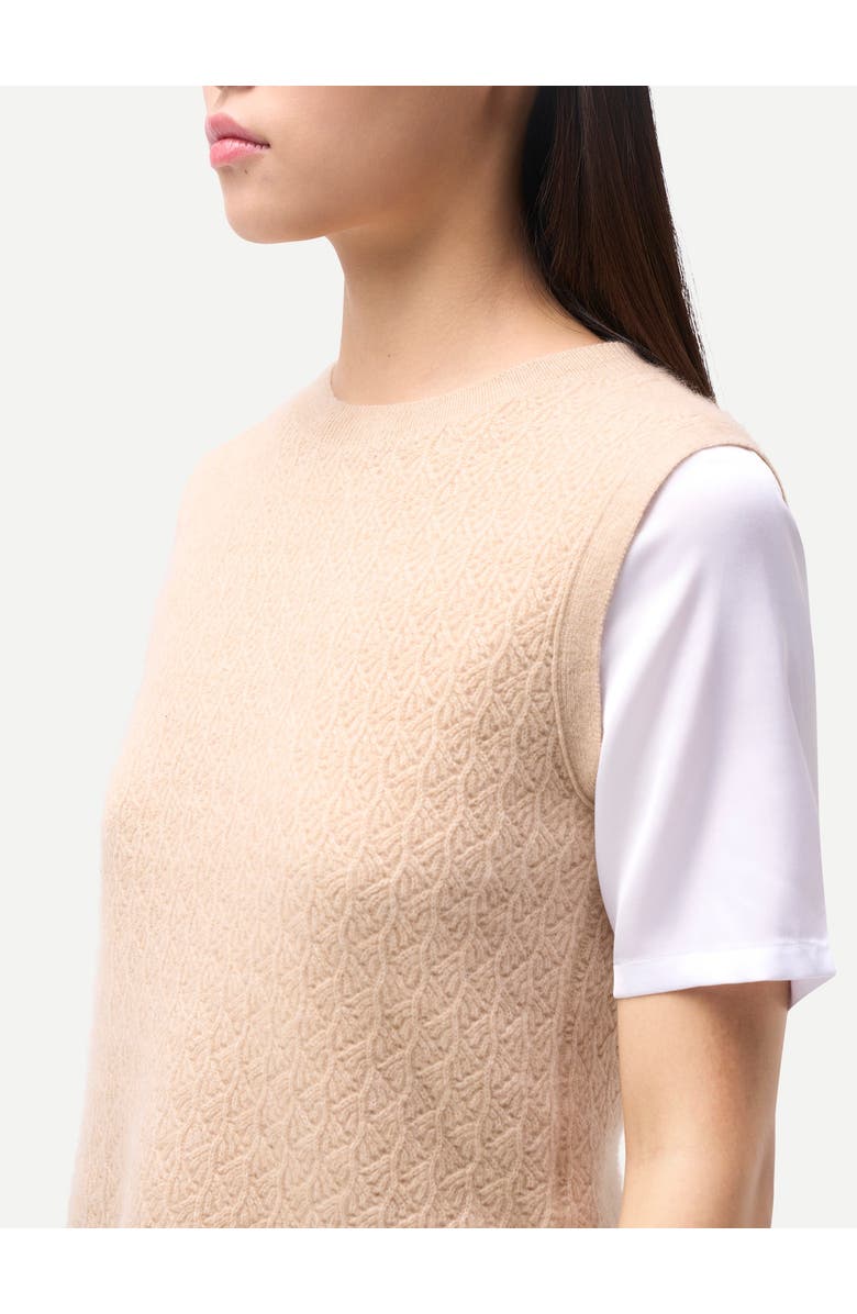 Gobi Cashmere Ajour Knit Crewneck Cashmere Vest, Alternate, color, Beige