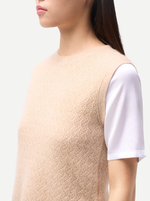 Gobi Cashmere Ajour Knit Crewneck Cashmere Vest In Neutral
