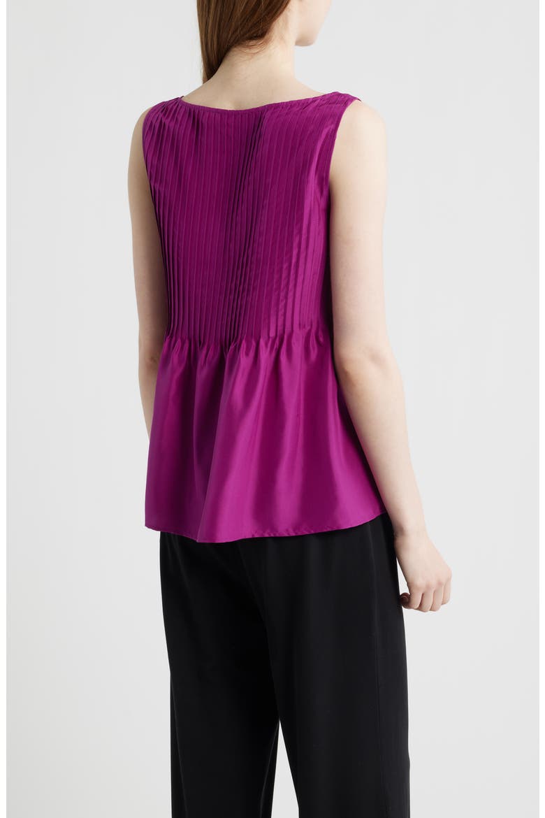 Pleated Silk Sleeveless Top, Alternate, color, BERRY BLOOM
