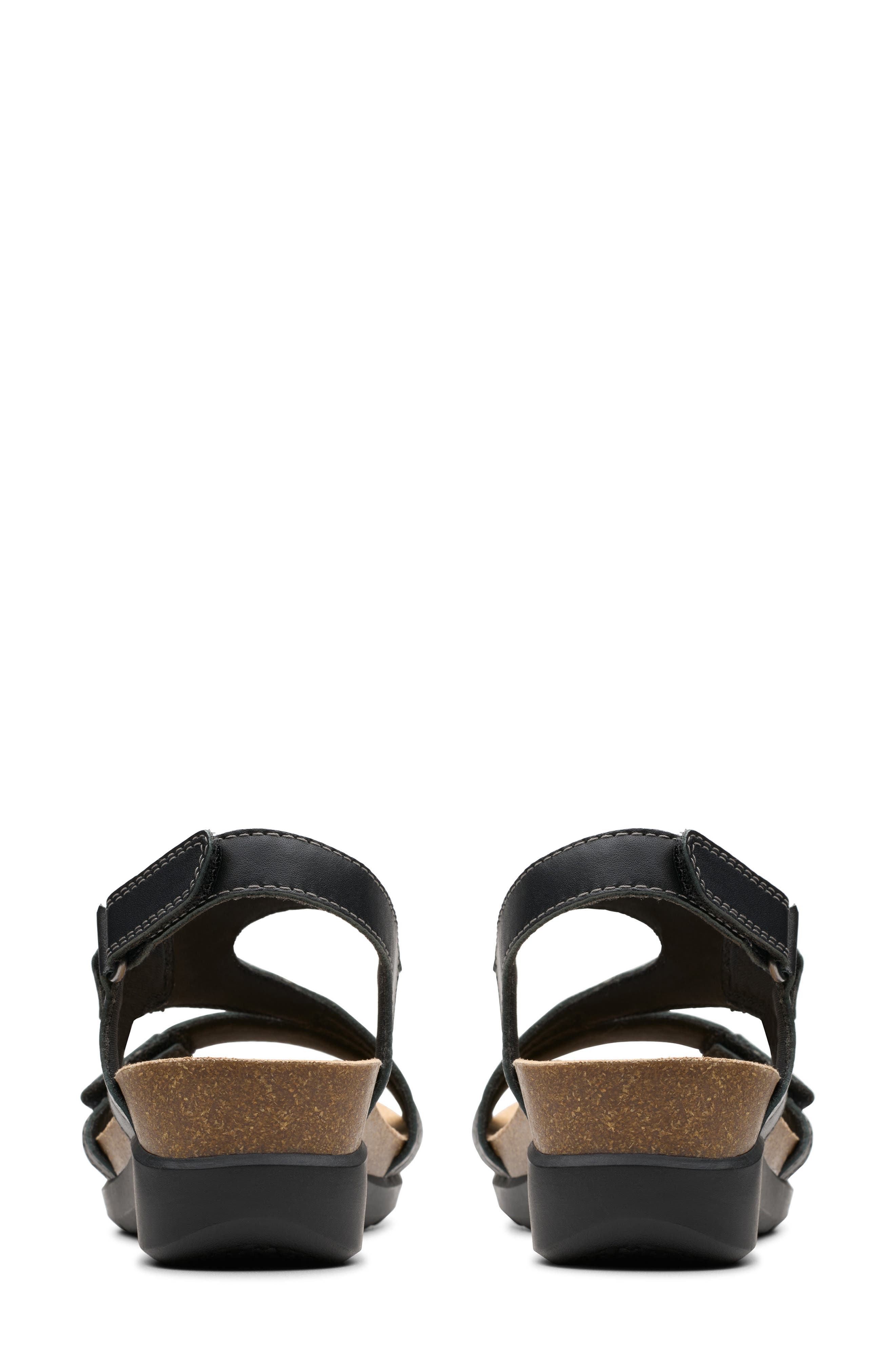 Clarks<sup>®</sup> Calenne Carmen Wedge Sandal, Alternate, color, Black Leather
