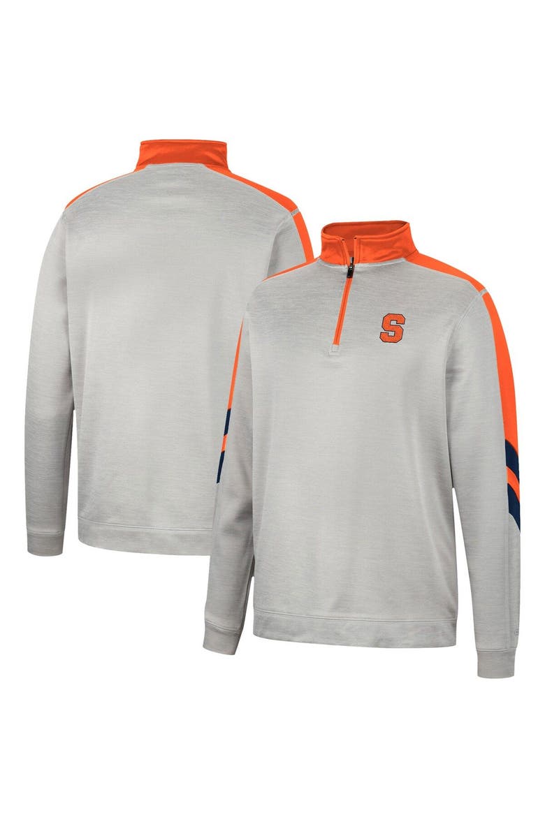 Men's Colosseum Gray/Orange Syracuse Orange Bushwood Fleece Quarter-Zip Jacket, Main, color, Gray