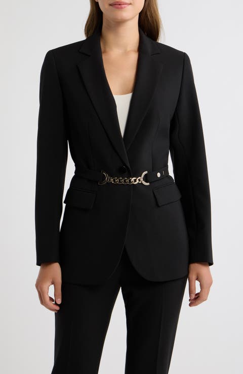 One-Button Notch Collar Blazer