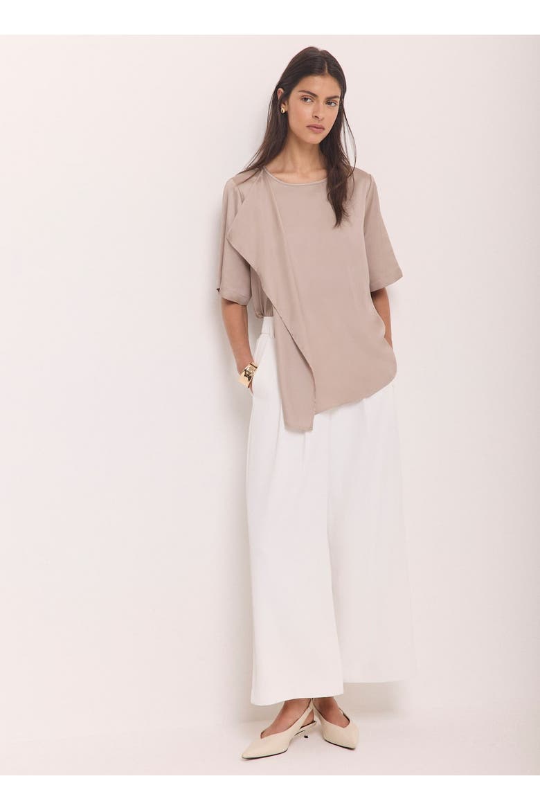 Satin Ruffle Front Top, Alternate, color, Neutral