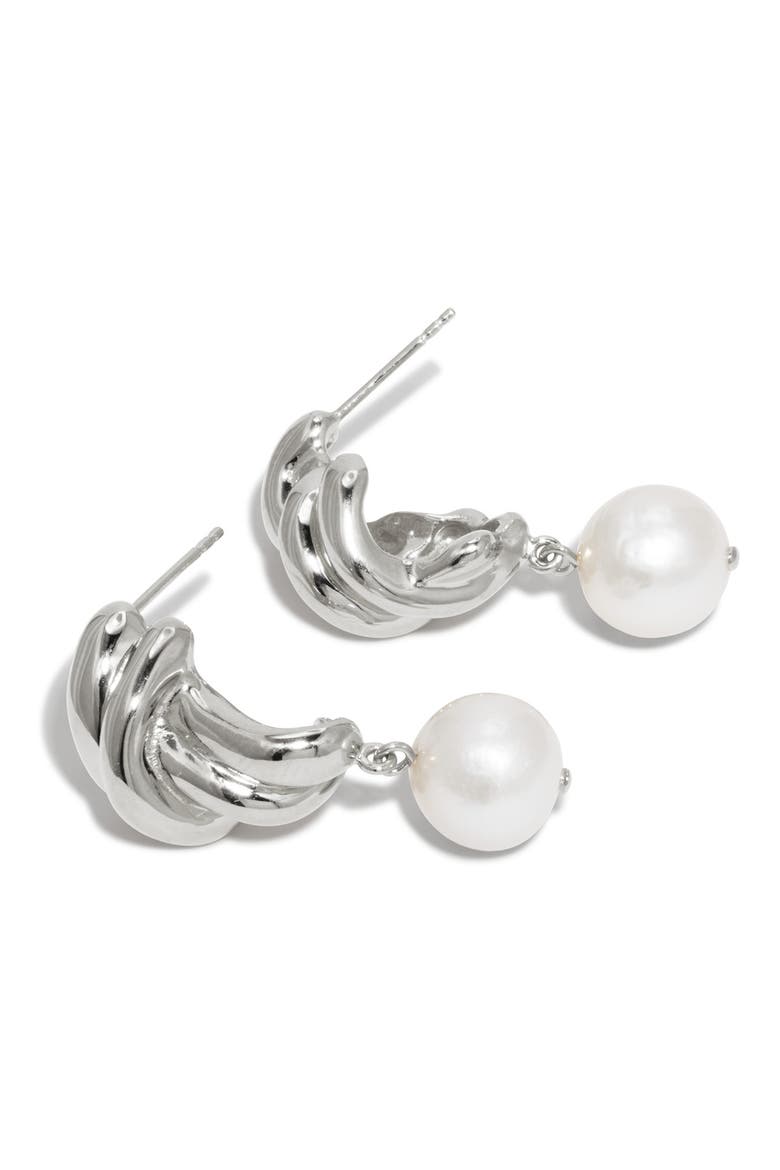 Freshwater Pearl Drop Earrings, Alternate, color, SILVER PLATED