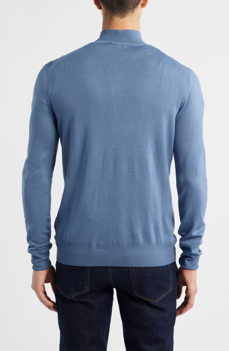 Canali Quarter Zip Wool Blend Sweater, Alternate, color, Blue