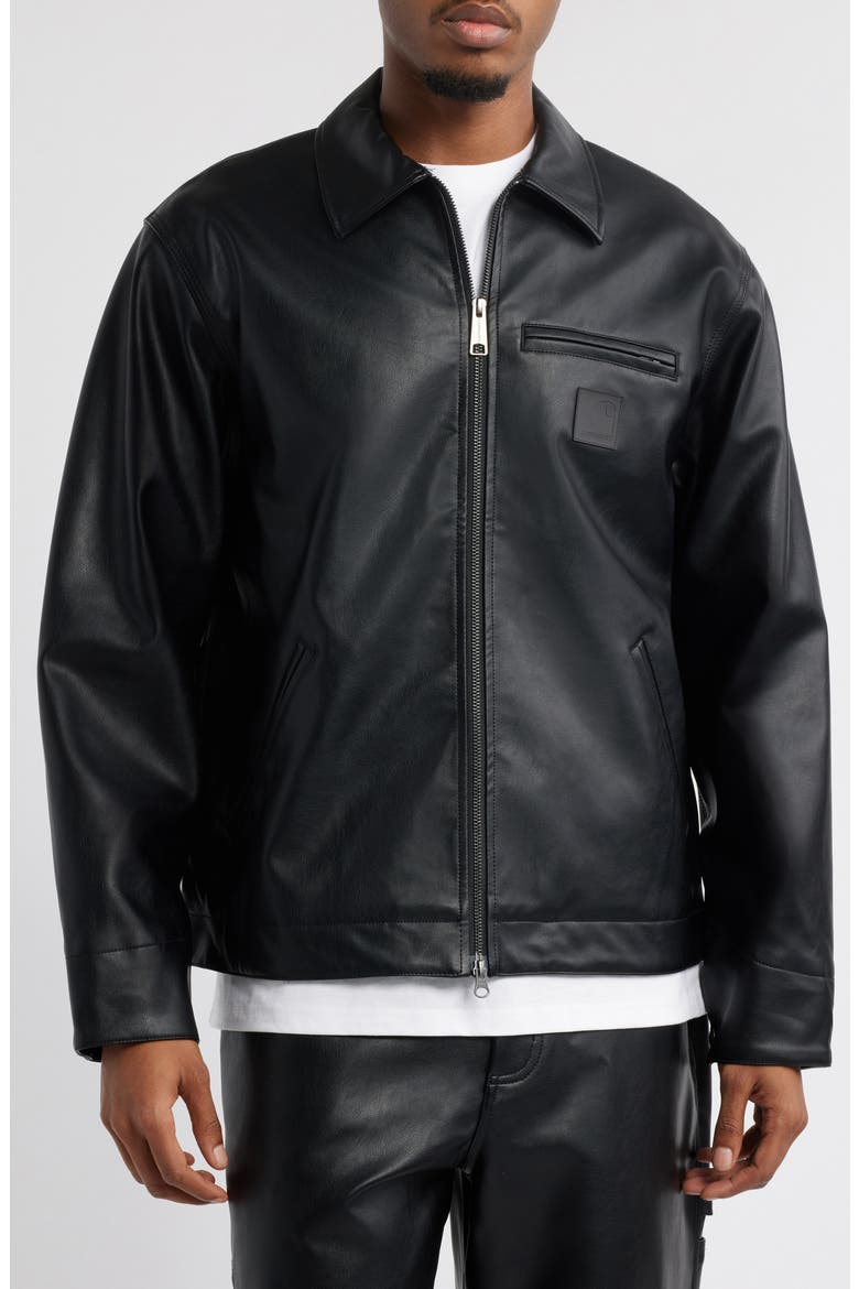 Detroit Black Faux Leather Jacket, Alternate, color, BLACK