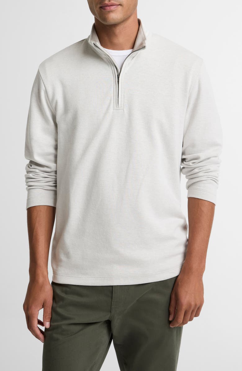 Vince Double Face Cotton Blend Quarter Zip Pullover, Main, color, Off White/ Jet