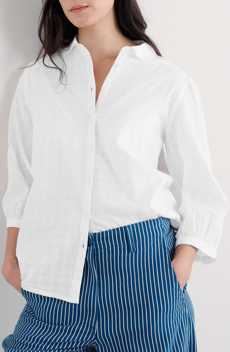 Seasalt Cornwall Hope Cottage Organic Cotton Button-Up Shirt, Main, color, Salt