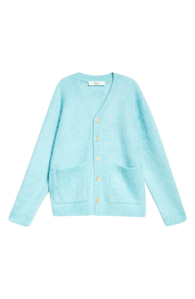 Séfr Kaito Mohair Blend Cardigan, Alternate, color, Turquoise Mohair