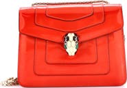 Pre-Owned Bvlgari Serpenti Forever Square Shoulder Bag Metallic Leather Small