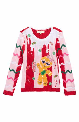 MARGAUX AND LEXI Kids' Preppy Gingerbread Holiday Sweater