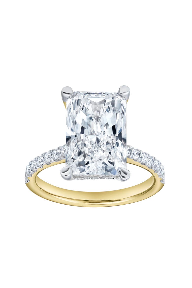 Maia 14K Gold Radiant Cut Lab Grown Diamond Hidden Halo Engagement Ring - 5.4 Ct, Main, color, 14K Yellow Gold