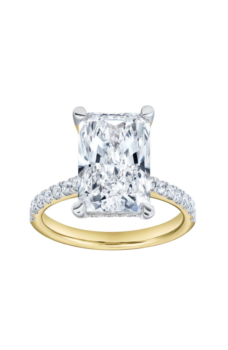LuvMyJewelry Maia 14K Gold Radiant Cut Lab Grown Diamond Hidden Halo Engagement Ring - 5.4 Ct, Main, color, 14K Yellow Gold