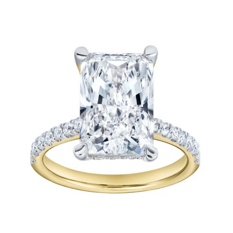 Maia 14K Gold Radiant Cut Lab Grown Diamond Hidden Halo Engagement Ring - 5.4 Ct