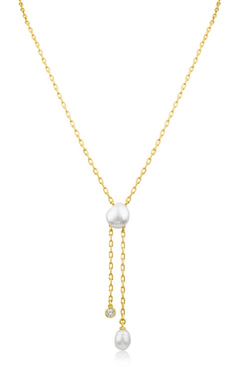 CZ 10.5-11mm Pearl Y-Necklace