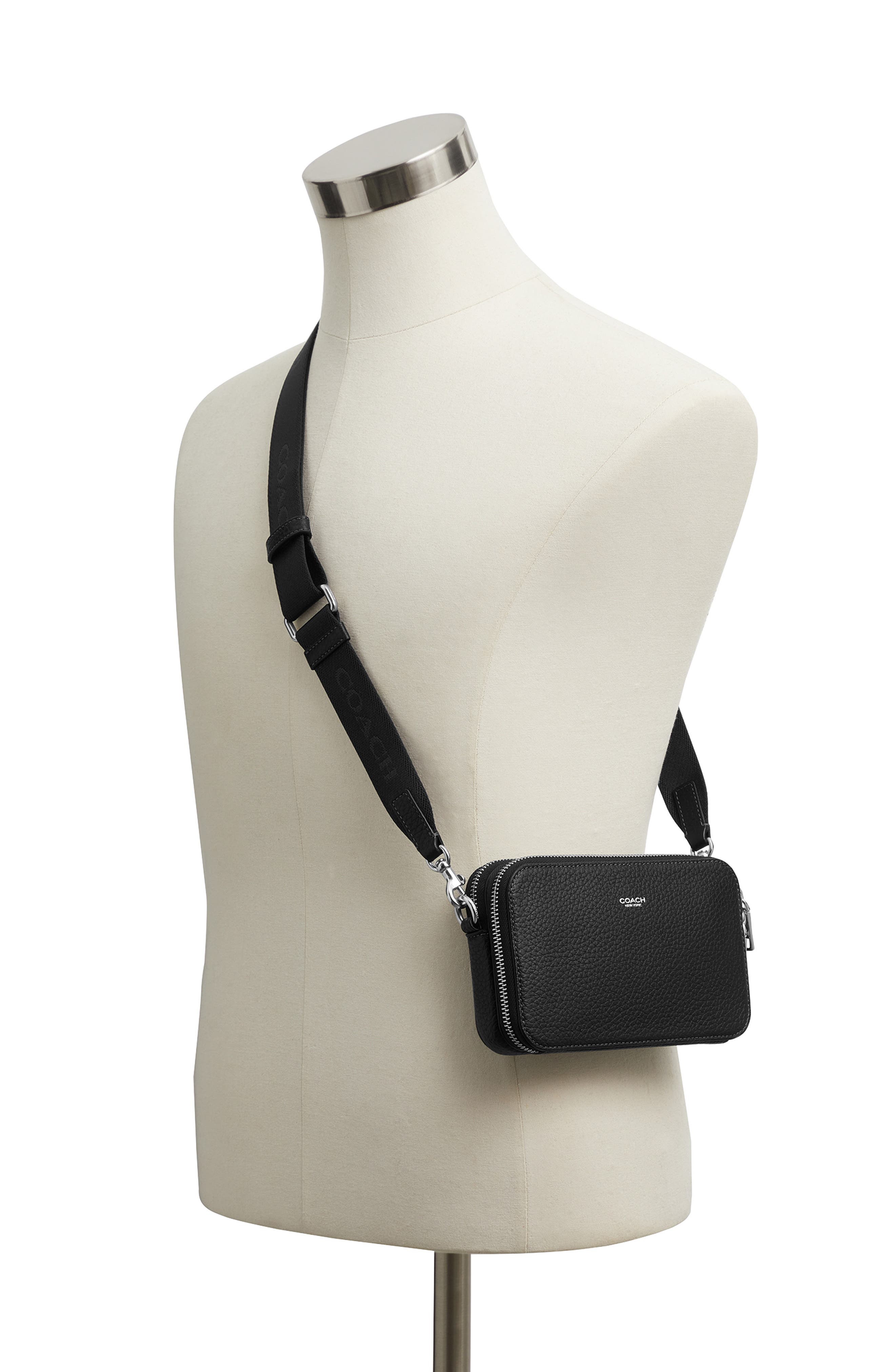 COACH Clinton Leather Crossbody Bag, Alternate, color, Black