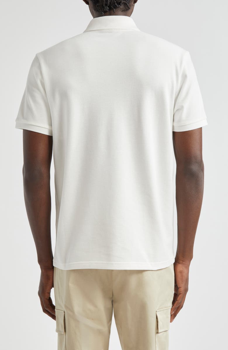 Moncler Logo Snap Placket Cotton Polo, Alternate, color, Bright White