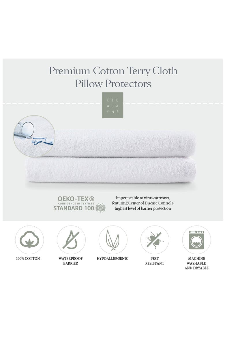 Cotton Terry Cloth Waterproof Mattress & Pillow Protector Set, Alternate, color, WHITE