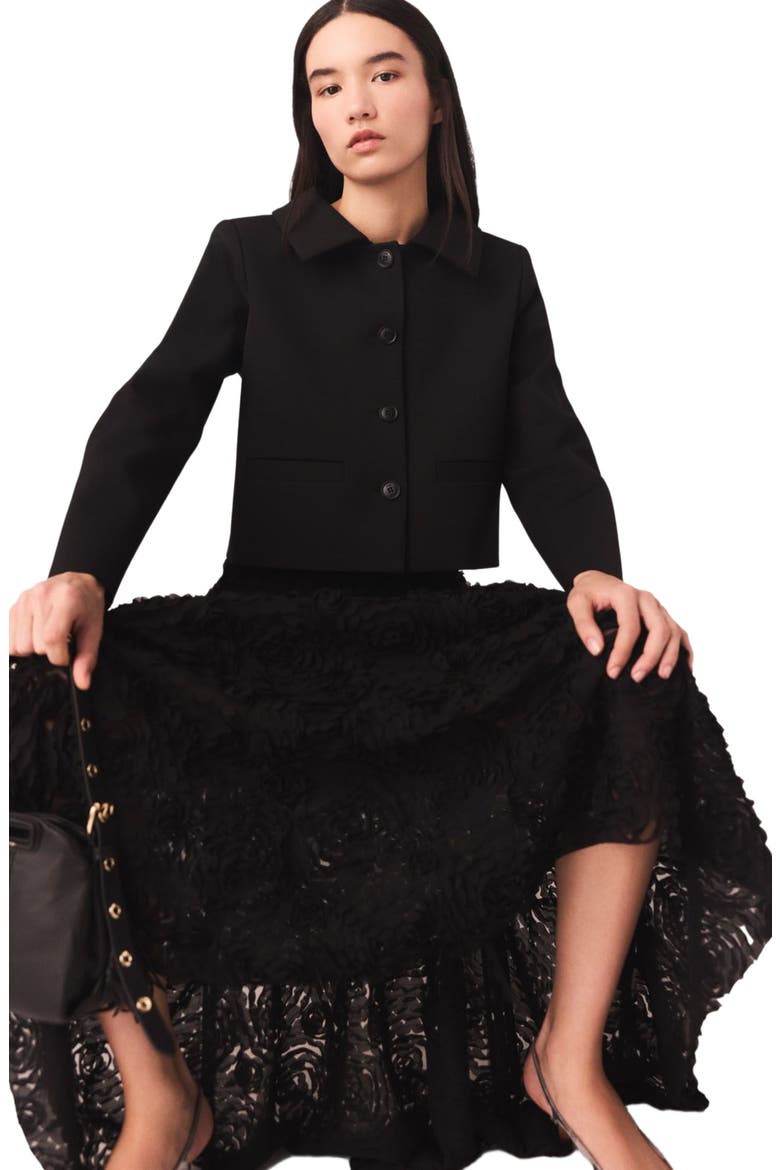Long embroidered skirt, Alternate, color, Black