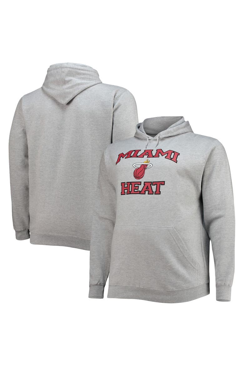 Men's Heathered Gray Miami Heat Big & Tall Heart & Soul Pullover Hoodie, Main, color, Black