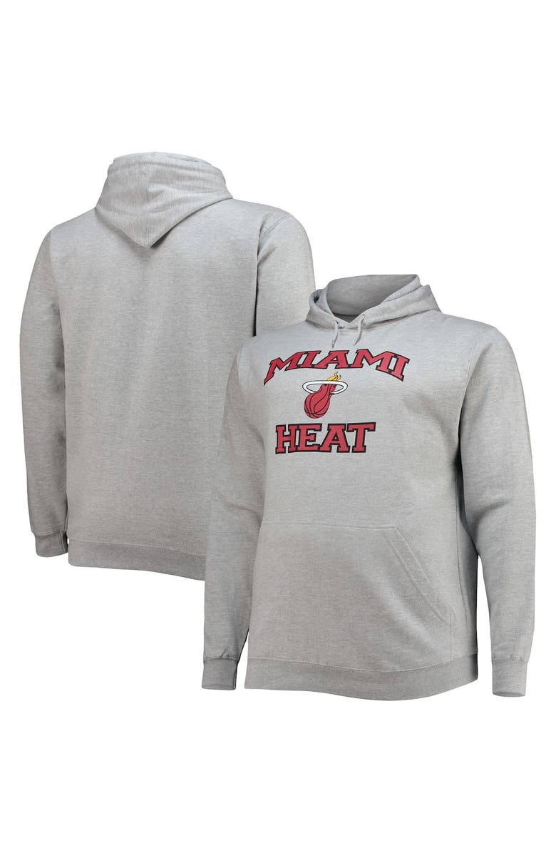 PROFILE Men's Heathered Gray Miami Heat Big & Tall Heart & Soul Pullover Hoodie, Main, color, Black