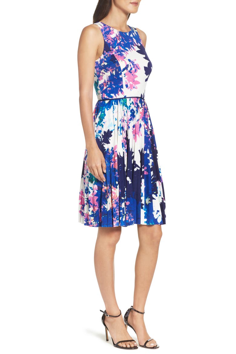Stretch Fit & Flare Dress, Alternate, color, SOFT WHITE/ PINK