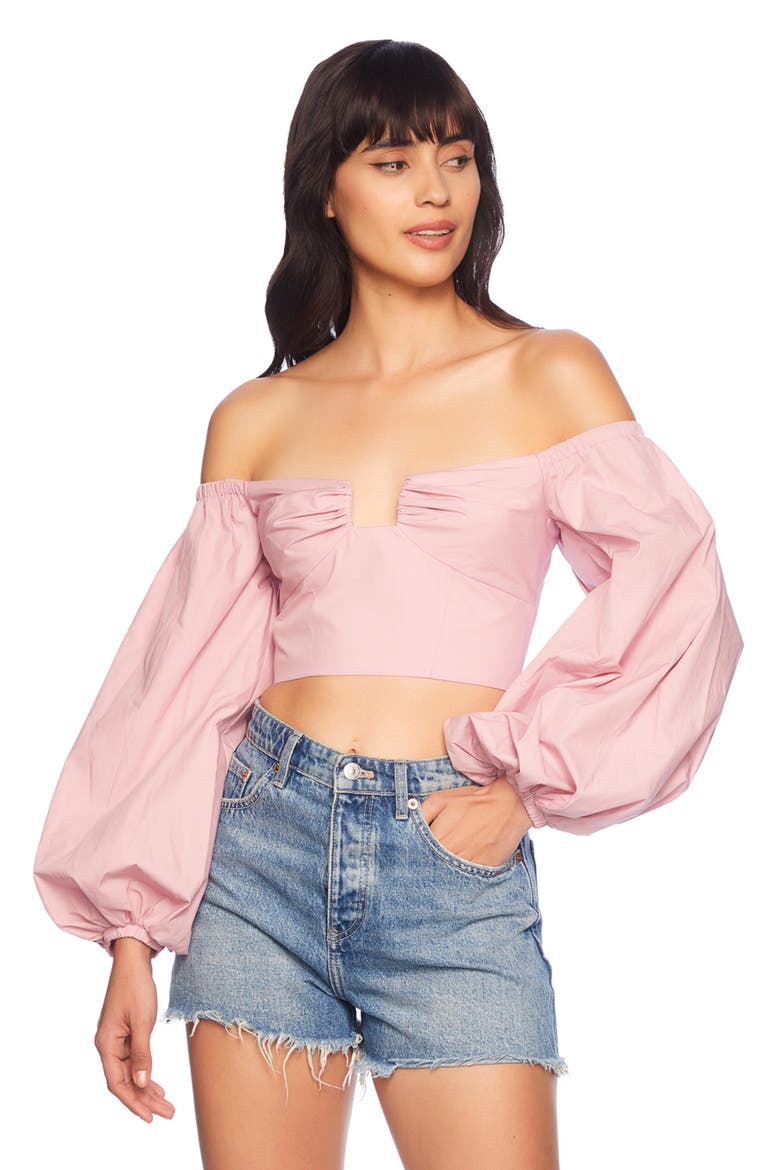 Off-the-Shoulder Poplin Top, Alternate, color, COTTON CANDY