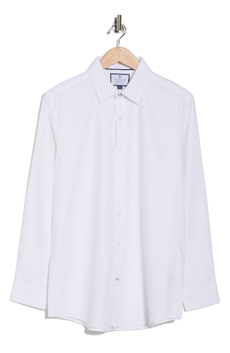 TOM BAINE Stripe Jacquard Button-Up Shirt, Alternate, color, White
