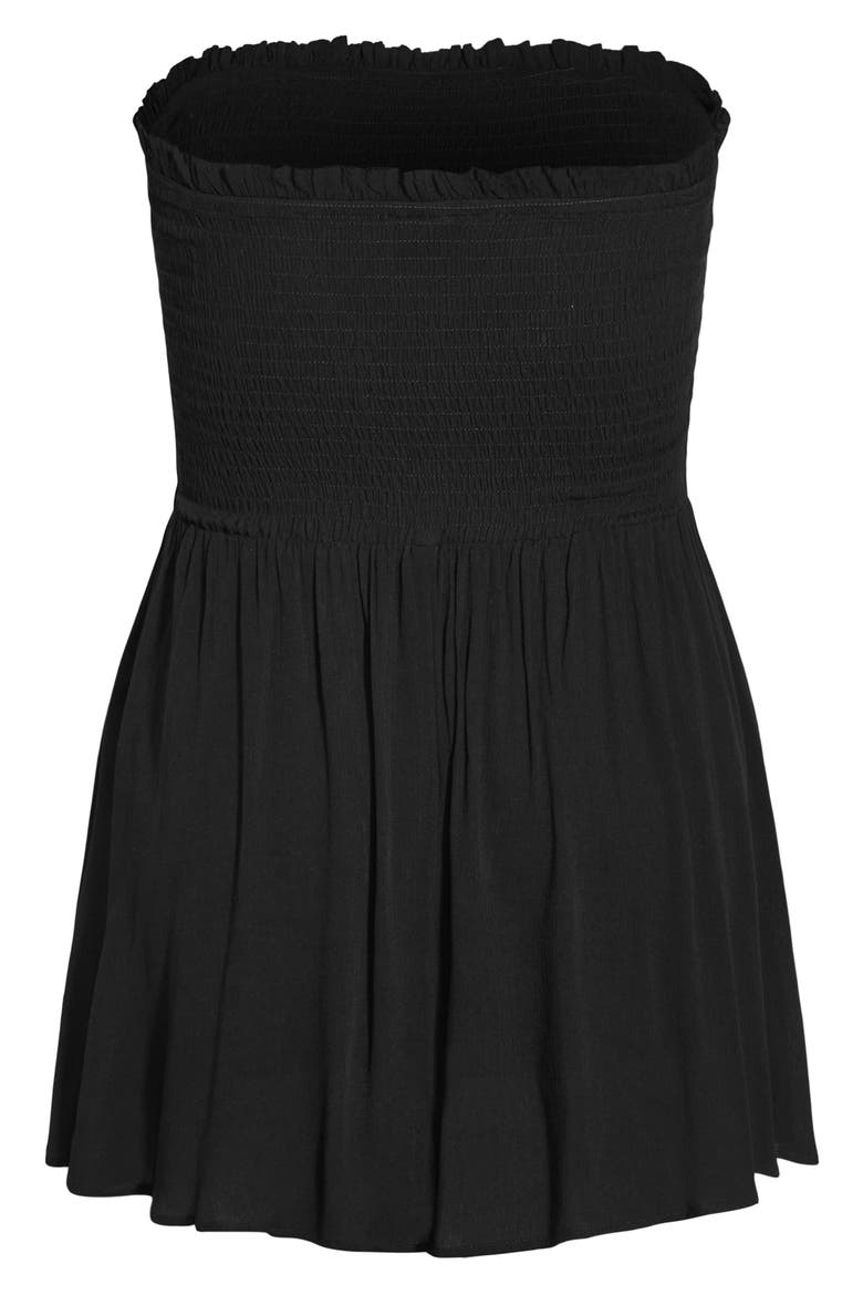 Esplanade Smocked Strapless Romper, Alternate, color, BLACK