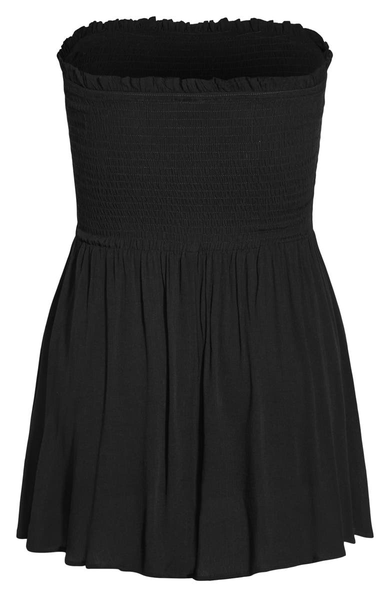 City Chic Esplanade Smocked Strapless Romper, Alternate, color, 