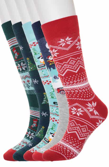 Original Penguin 5-Pack Holiday Fair Isle Snowflake Crew Socks
