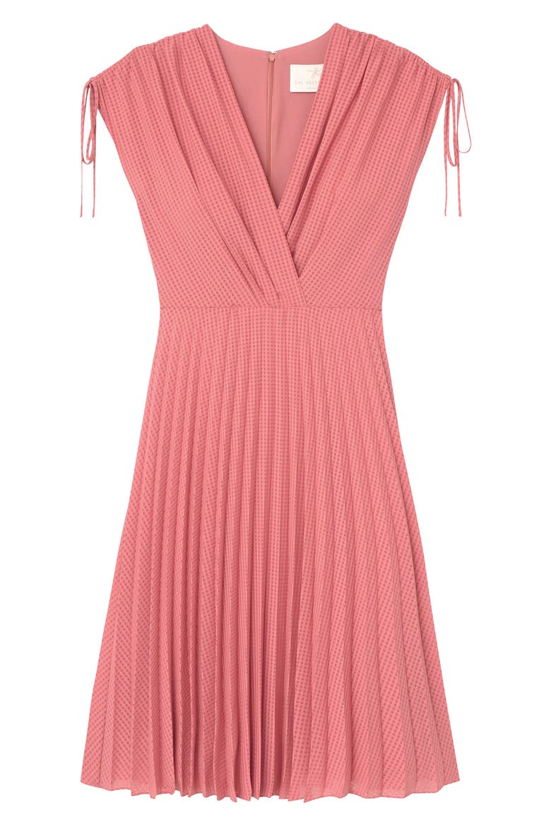 Pleated Ruched Shoulder Dress, Alternate, color, DRIED ROSE