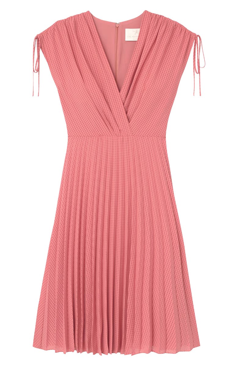 Gal Meets Glam Collection Pleated Ruched Shoulder Dress, Alternate, color, 