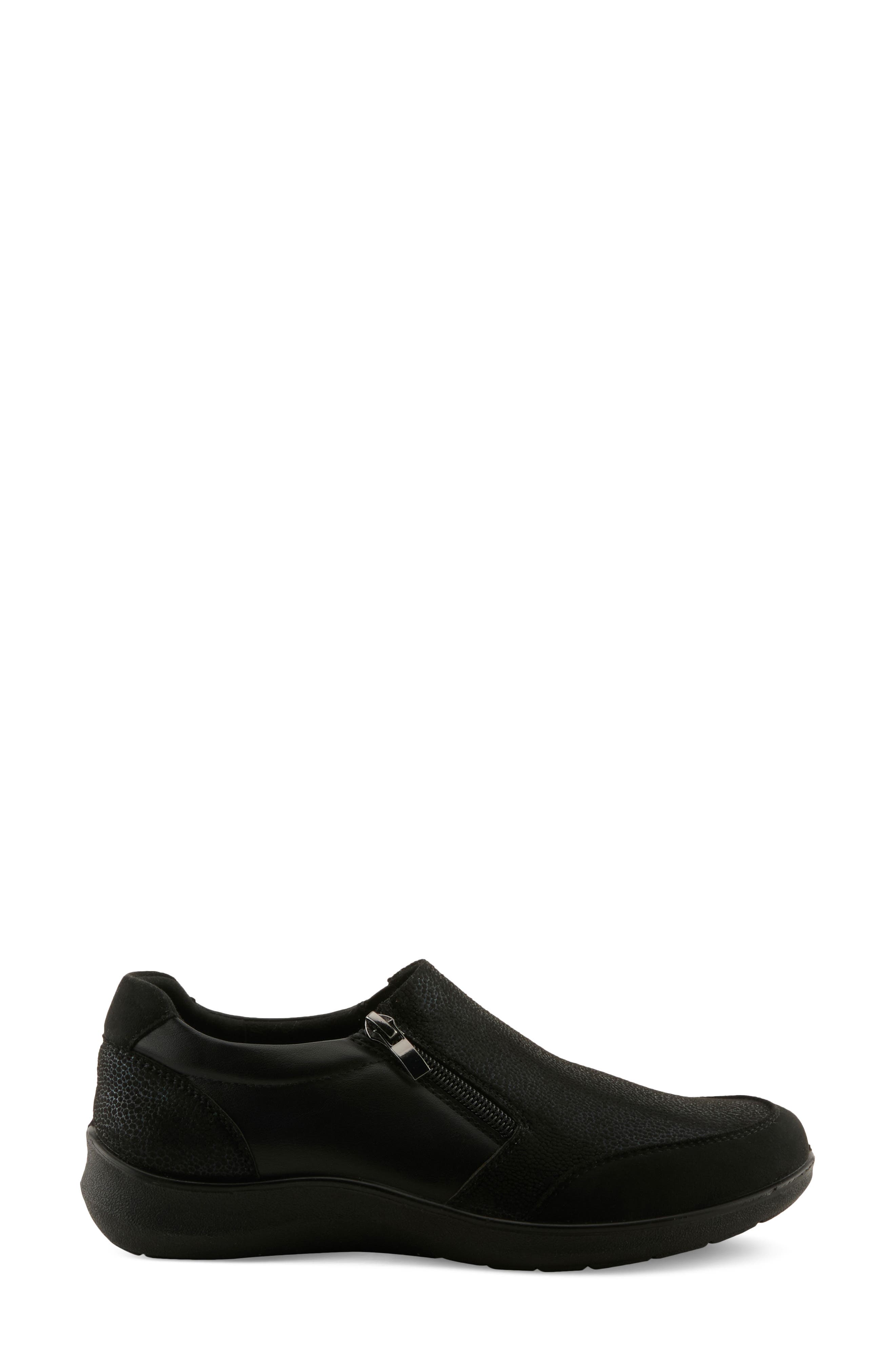 Canstela Faux Leather Slip On Sneaker, Alternate, color, BLACK