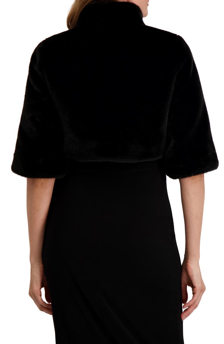 Laundry by Shelli Segal Mock Neck Faux Fur Shrug, Alternate, color, Noir
