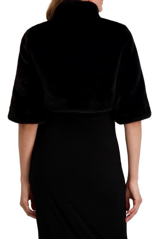 Laundry By Shelli Segal Mock Neck Faux Fur Shrug In Black