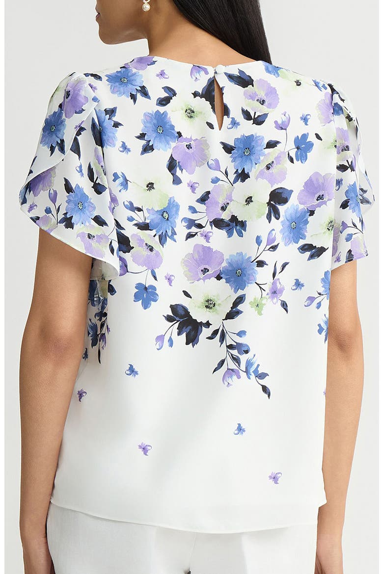 Print Flutter Sleeve Top, Alternate, color, LILY WHITE MULTI