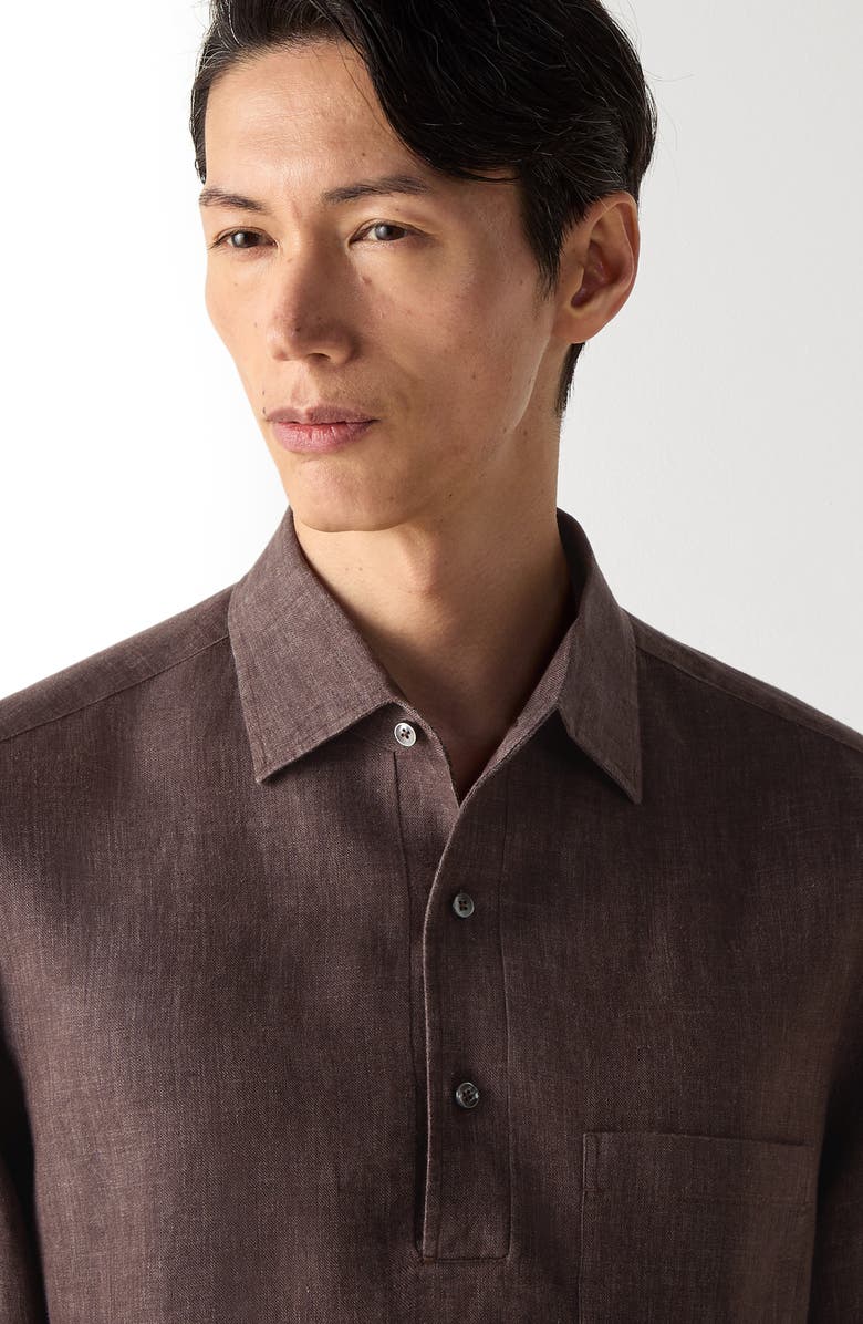 ZEGNA Oasi Lino Polo Shirt, Alternate, color, Dark Brown
