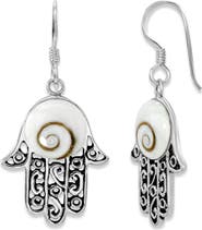 SAMUEL B. Sterling Silver Shiva Eye Hamsa Hand Drop Earrings