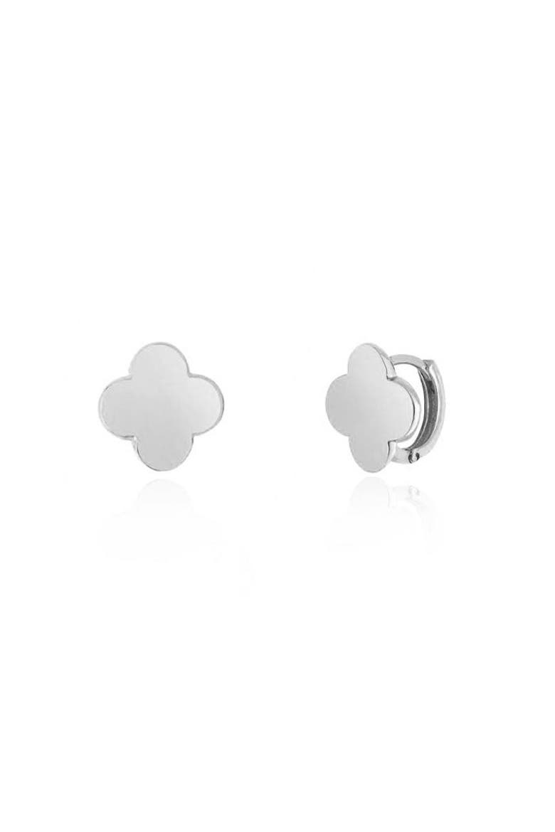 Gold Clover Earrings, Main, color, White Gold