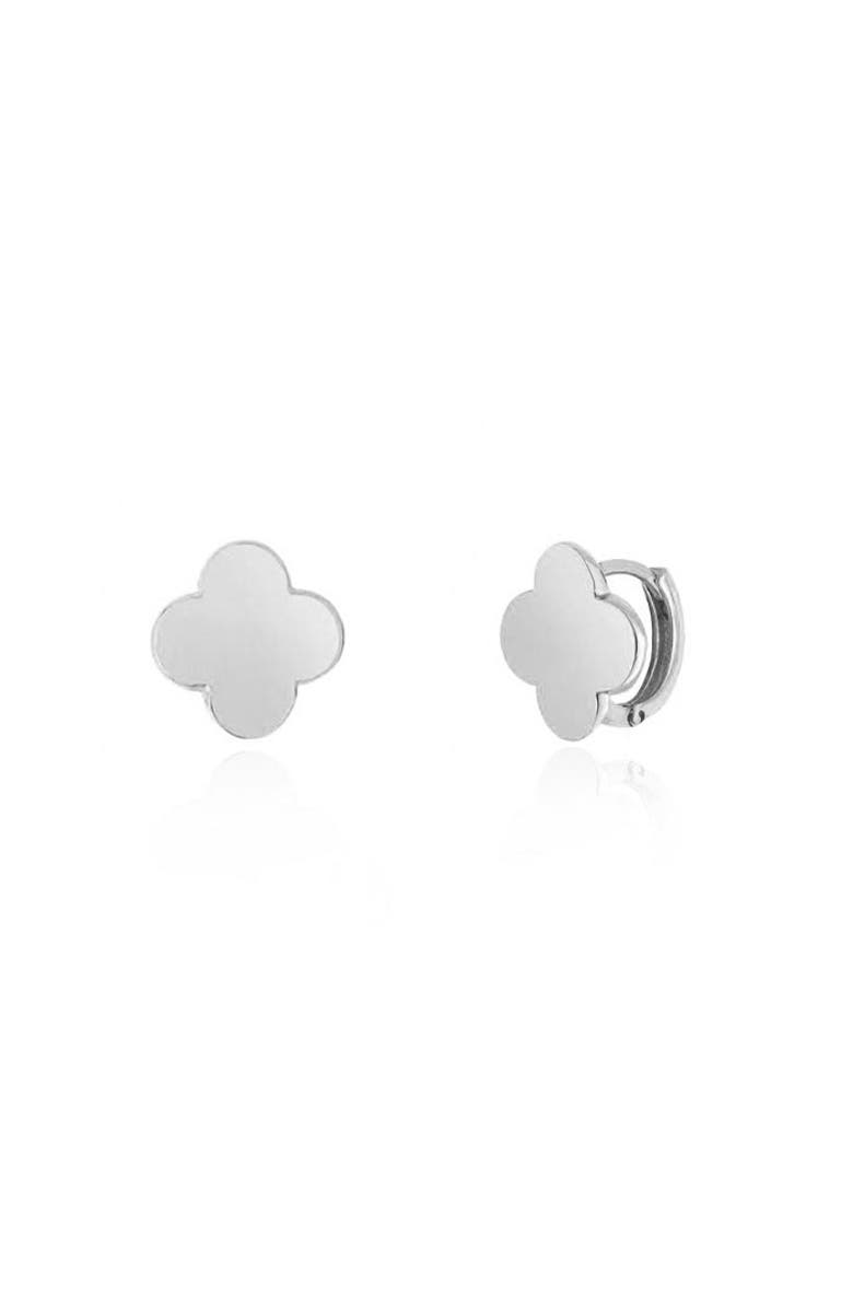 The Lovery Fine Jewelry Gold Clover Earrings, Main, color, White Gold