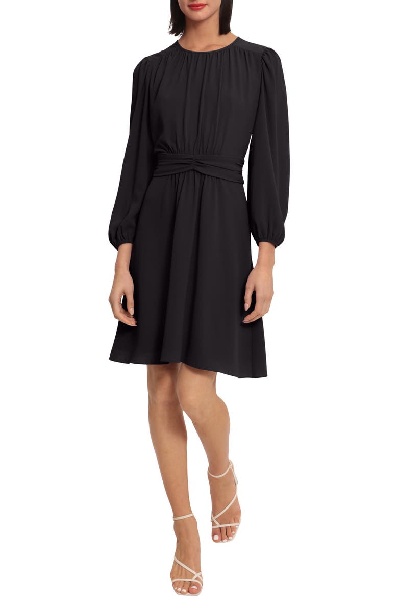 DONNA MORGAN FOR MAGGY Ruched Waist Fit & Flare Dress, Main, color,