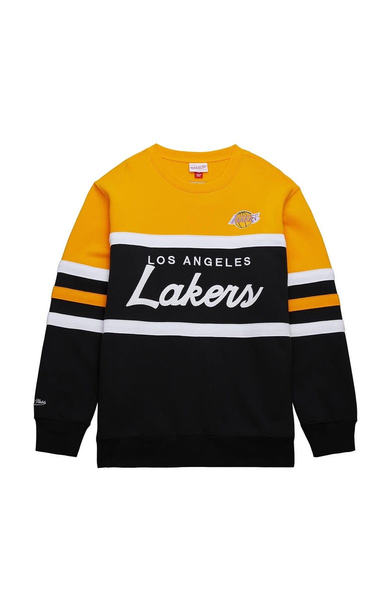Mitchell & Ness Men's Mitchell & Ness Black/Gold Los Angeles Lakers Hardwood Classics Vintage Logo Head Coach Pullover Sweatshirt, Main, color, Black
